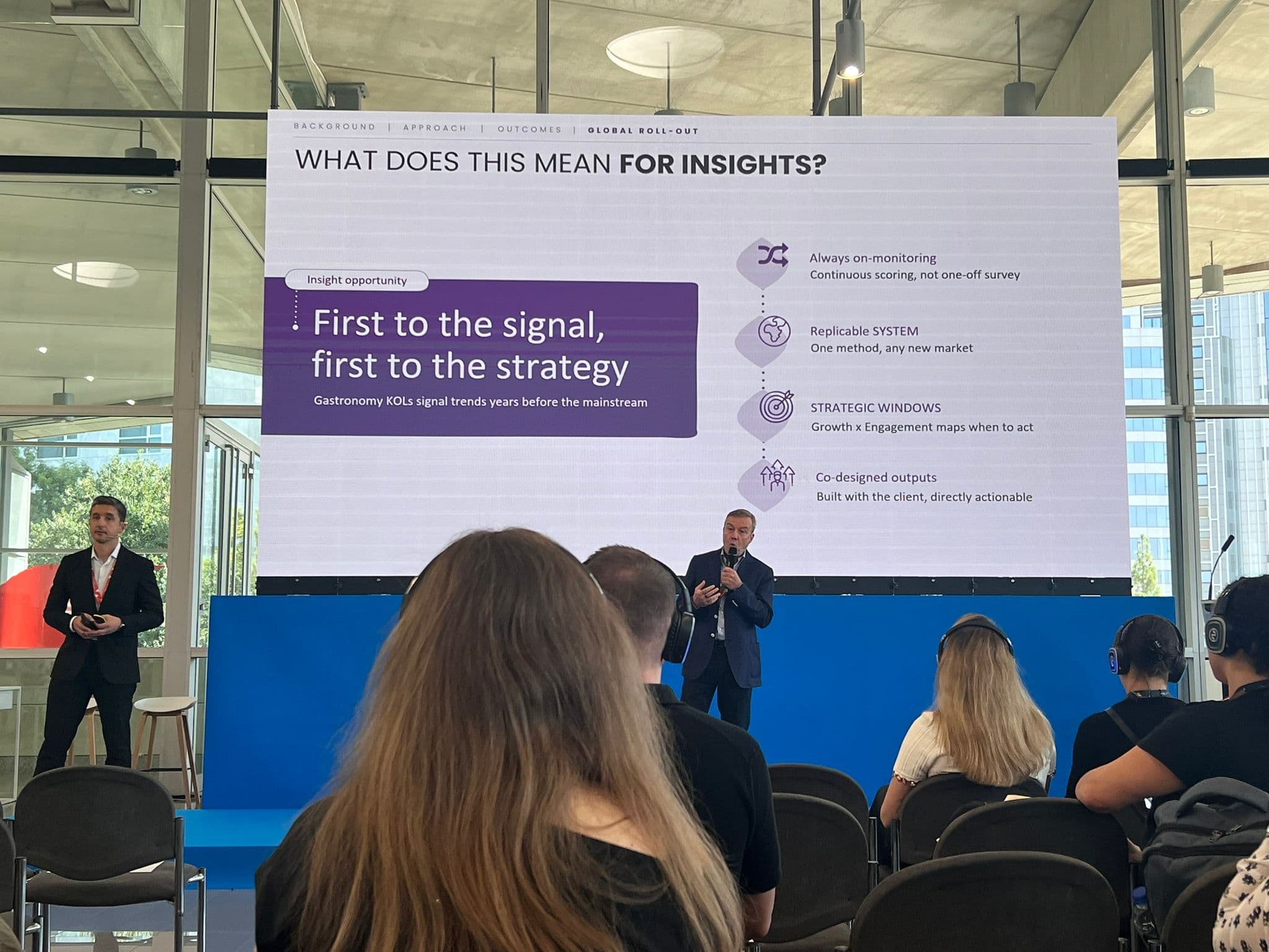Mario Coletti (Nextatlas) and Serhiy Kalinovsky (Mondelēz International) present Gastronomy Radar at Esomar Congress 2026, Valencia, September 3.