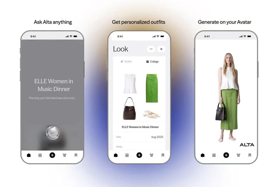 Alta transforms the digital closet into an intimate companion, helping users understand their style through wardrobe archiving, cost-per-wear tracking and virtual outfit experimentation. Rather than driving consumption, it surfaces patterns and preferences, positioning AI as a supportive presence in the process of self-definition (credits: ELLE)